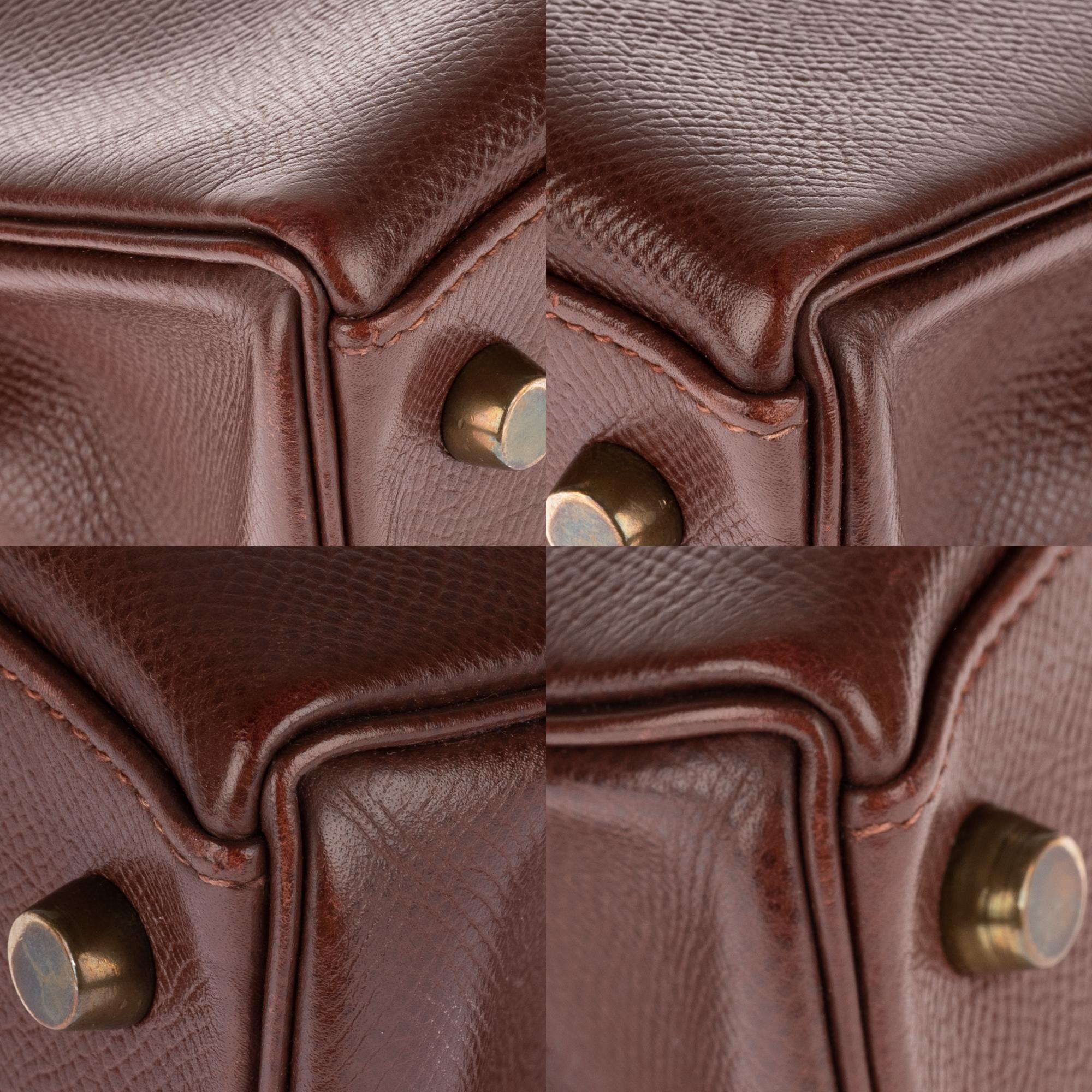 Hermès Kelly 28 Handtasche aus Courchevel Brown-Leder mit Riemen:: goldene Hardware! 5