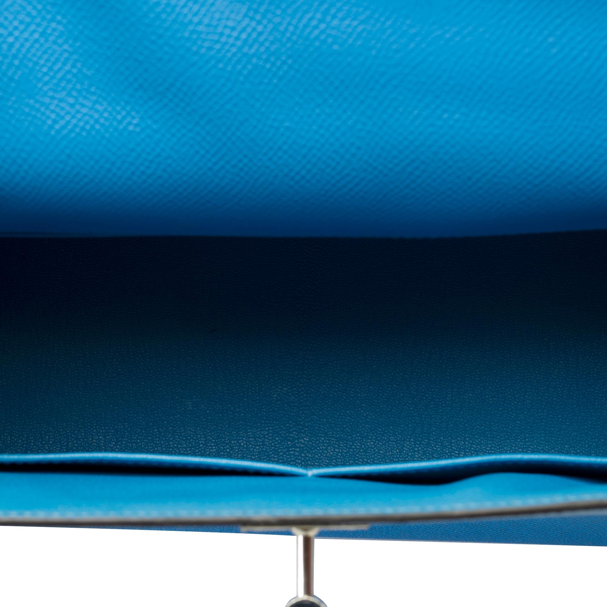 Lanière de sac à main Hermès Kelly 28 en cuir d'epsom Bleu Paradis, PHW 6