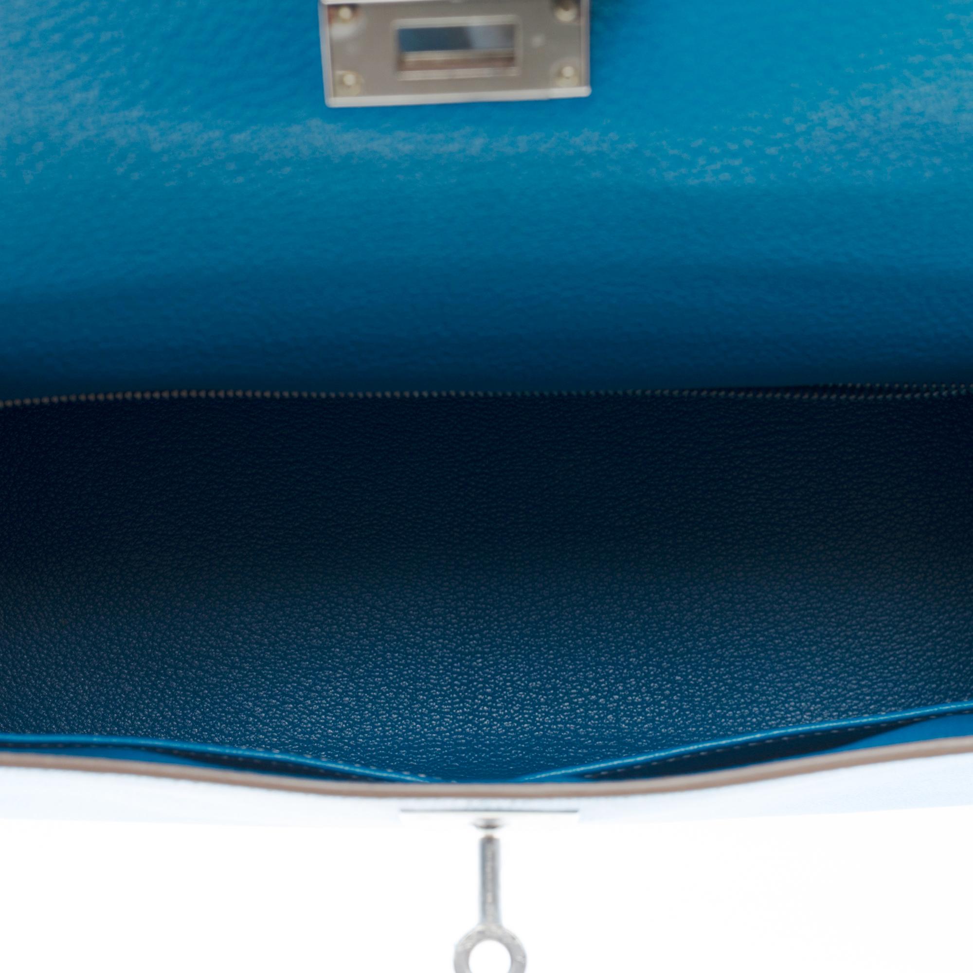 Hermès Kelly 28 handbag strap in Blue Celeste Epsom Calf leather, PHW 6