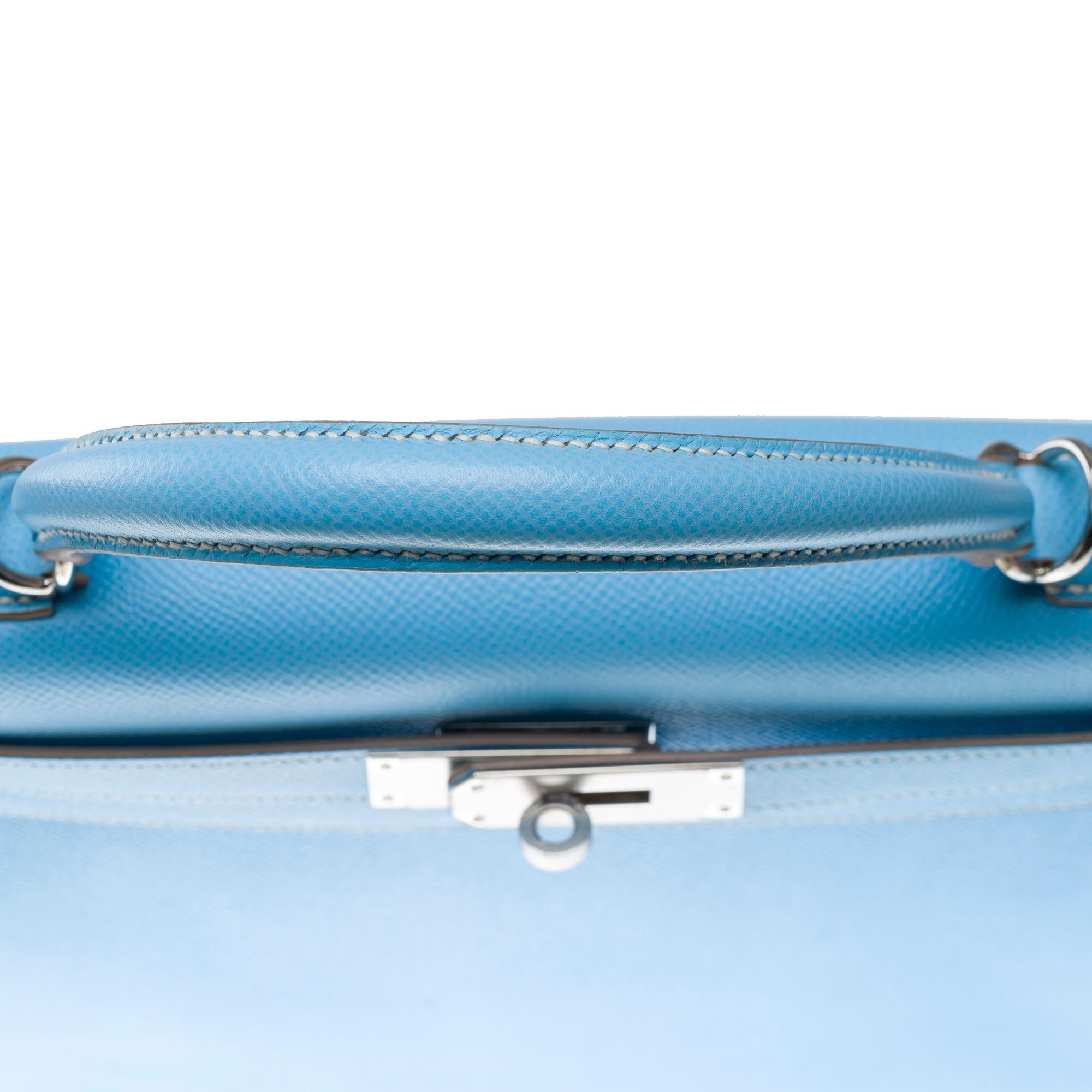 Hermès Kelly 28 handbag strap in Blue Celeste Epsom Calf leather, PHW 7