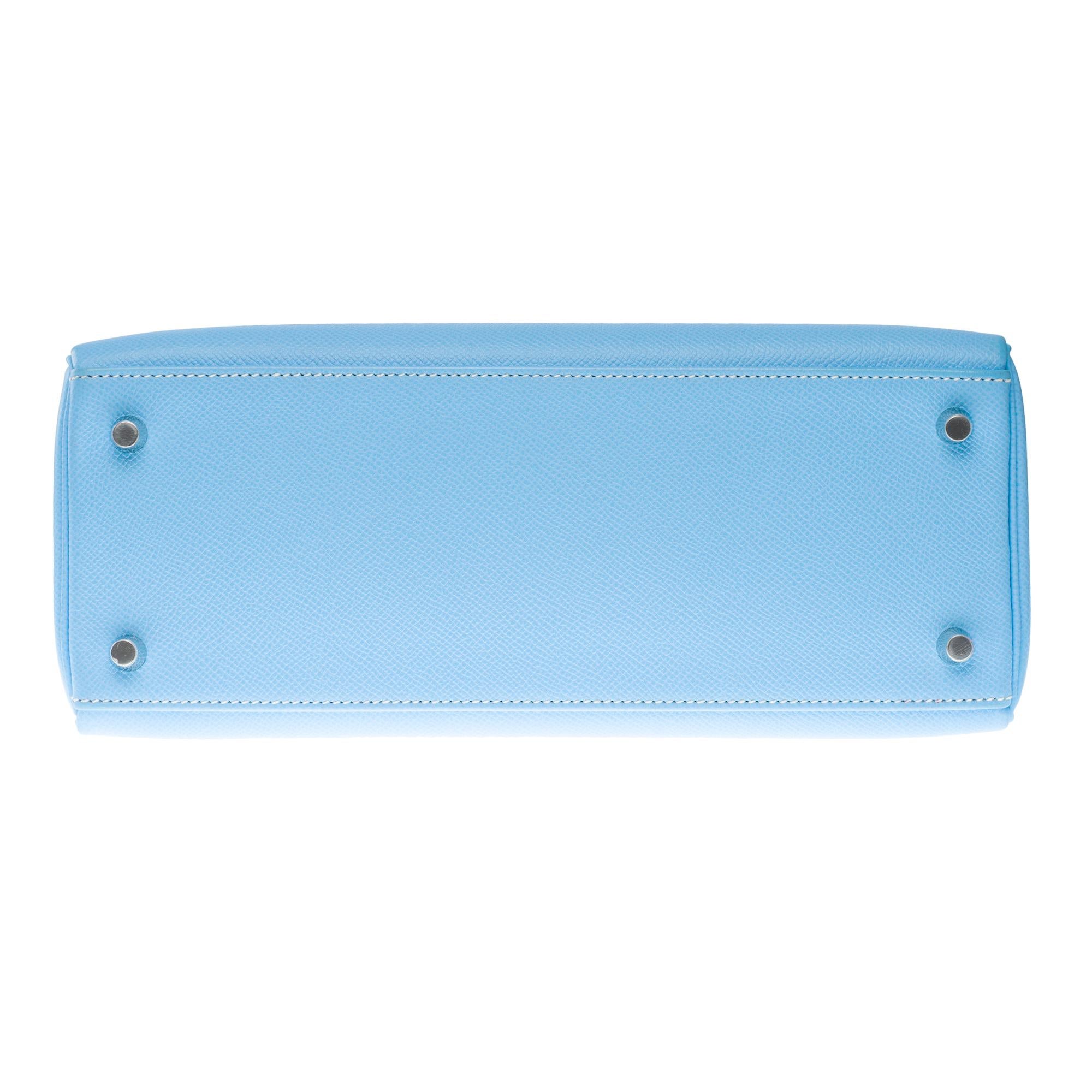 Hermès Kelly 28 handbag strap in Blue Celeste Epsom Calf leather, PHW 8