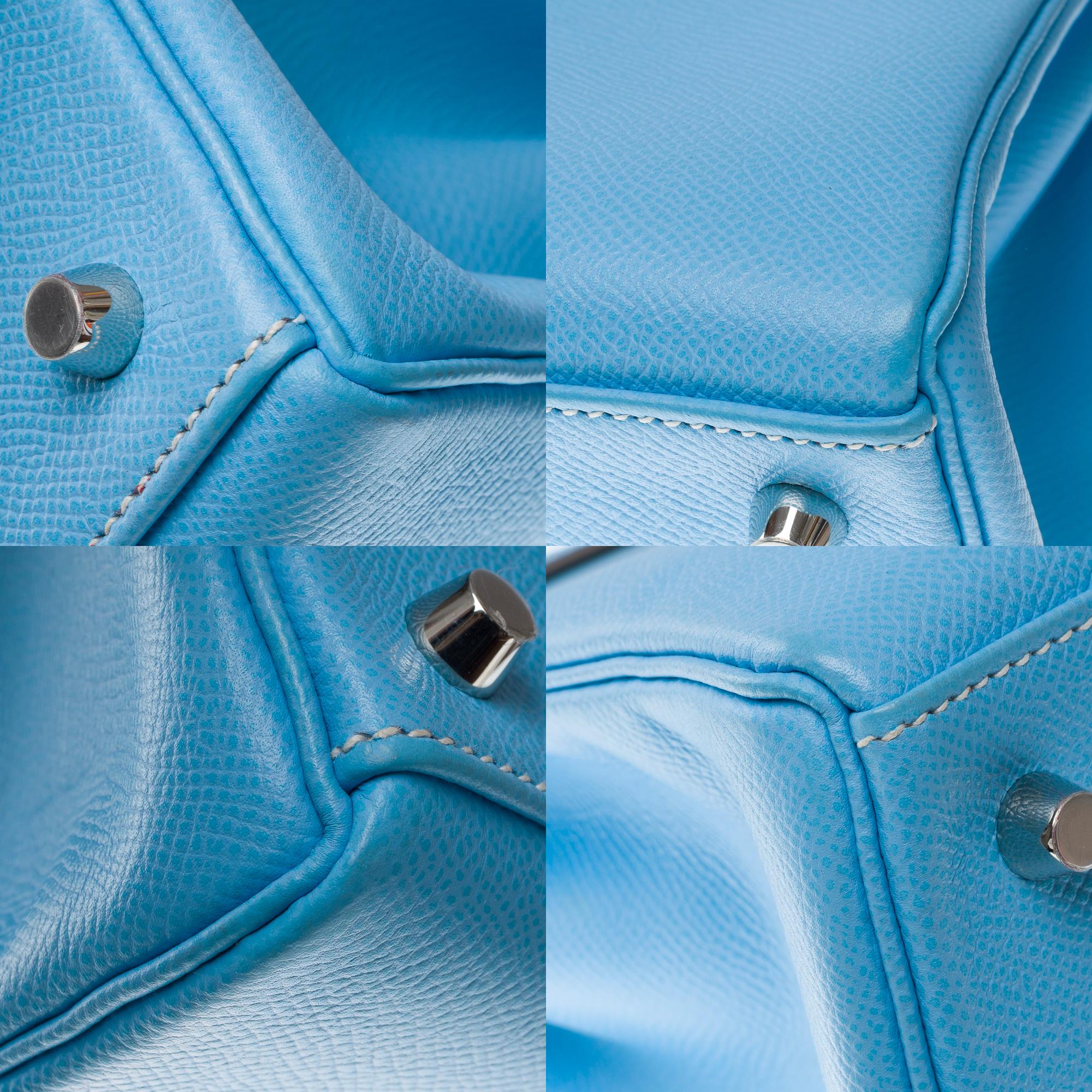 Hermès Kelly 28 handbag strap in Blue Celeste Epsom Calf leather, PHW 9