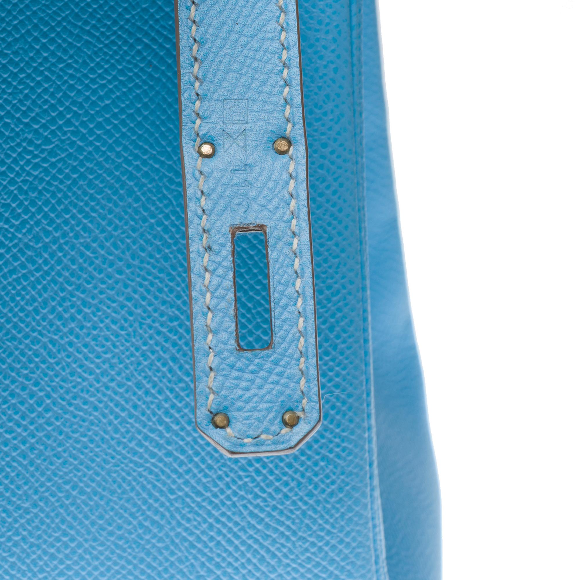 Hermès Kelly 28 handbag strap in Blue Celeste Epsom Calf leather, PHW 5