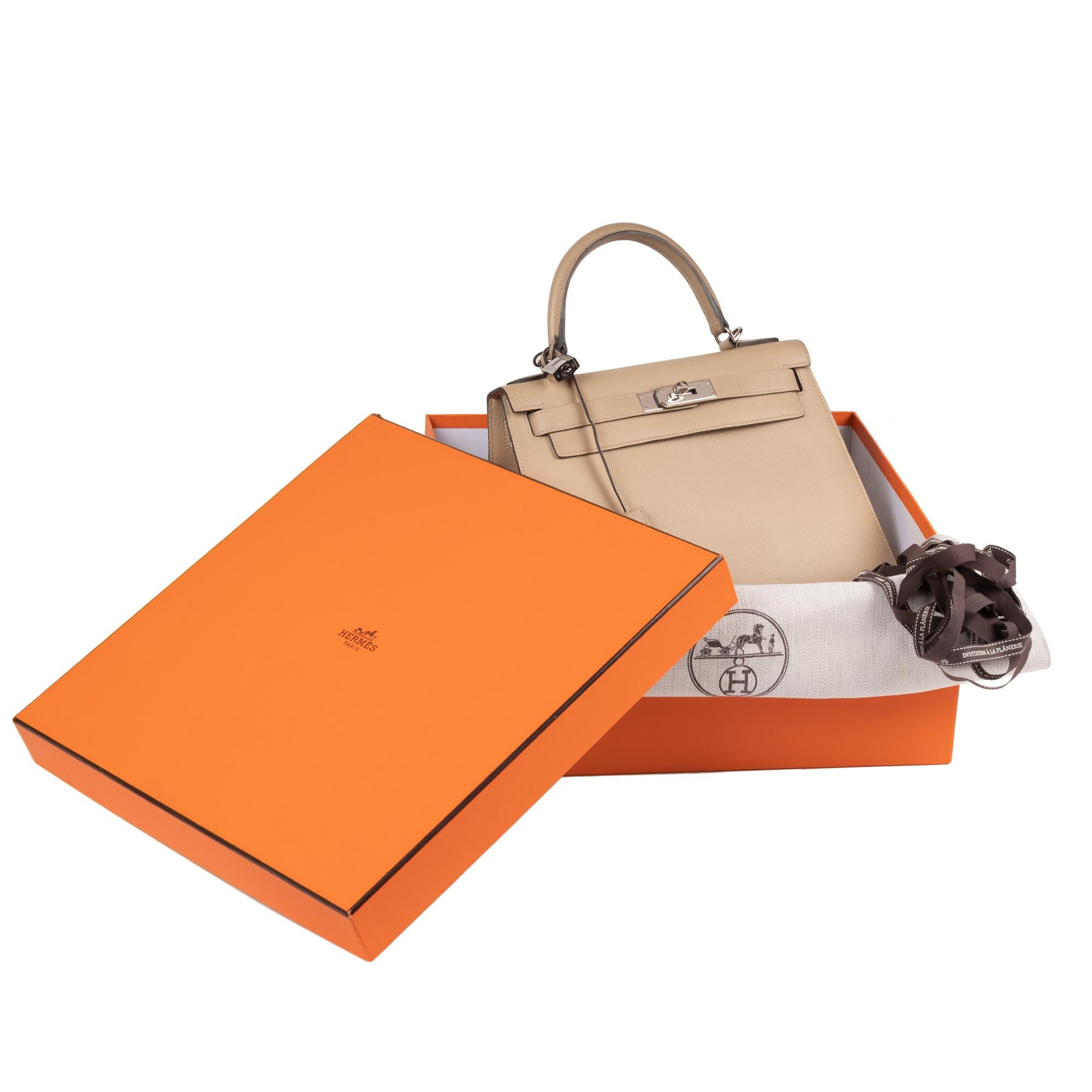 Hermès Kelly 28 handbag with strap in epsom leather Trench color, new condition 4