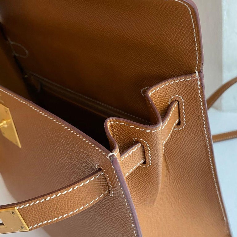 Kelly 28 leather handbag Hermès Brown in Leather - 36423090