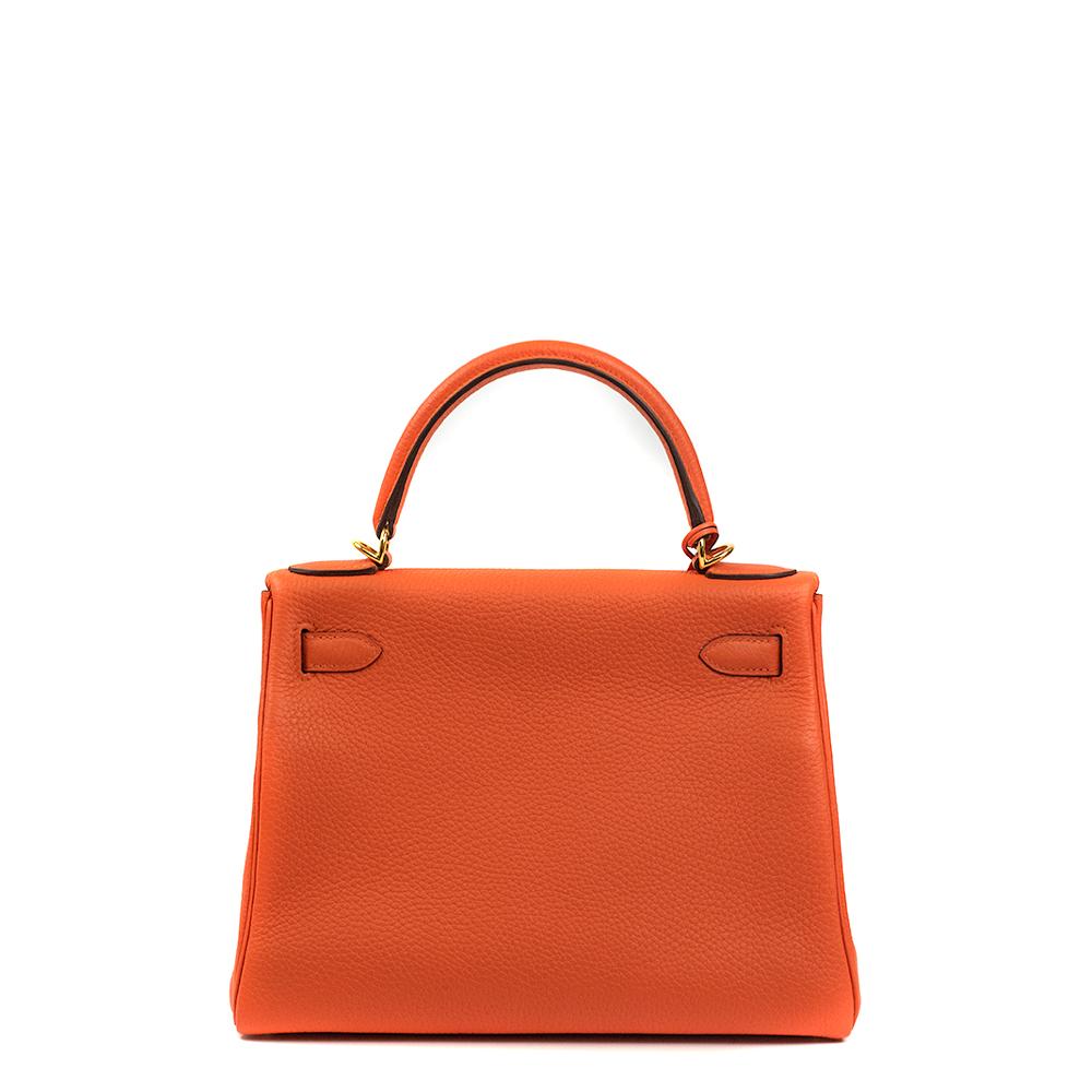 Red HERMÈS, Kelly 28 in orange leather