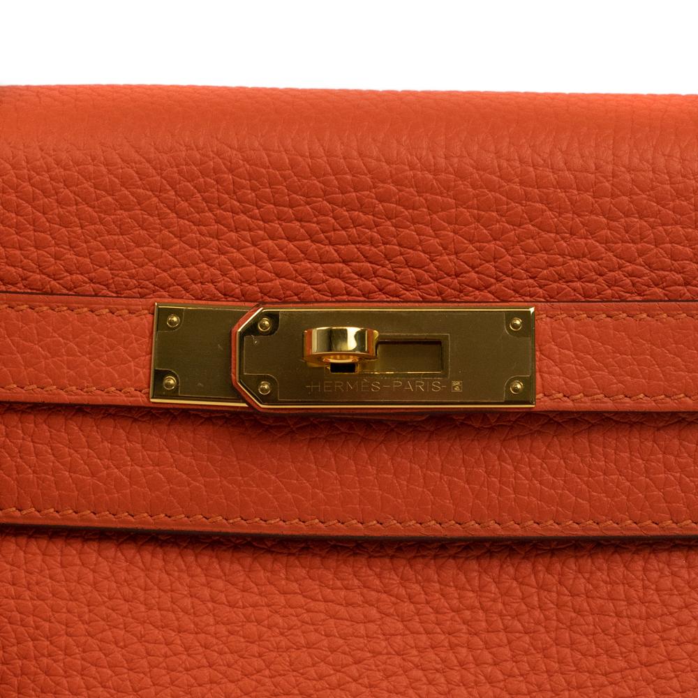 HERMÈS, Kelly 28 in orange leather 3