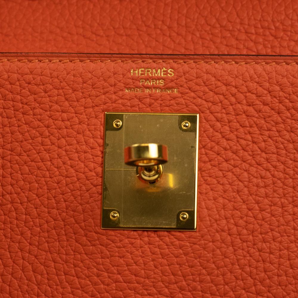 HERMÈS, Kelly 28 in orange leather 4