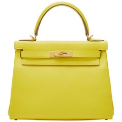 Hermès Kelly 28 Lime Evercolor Y