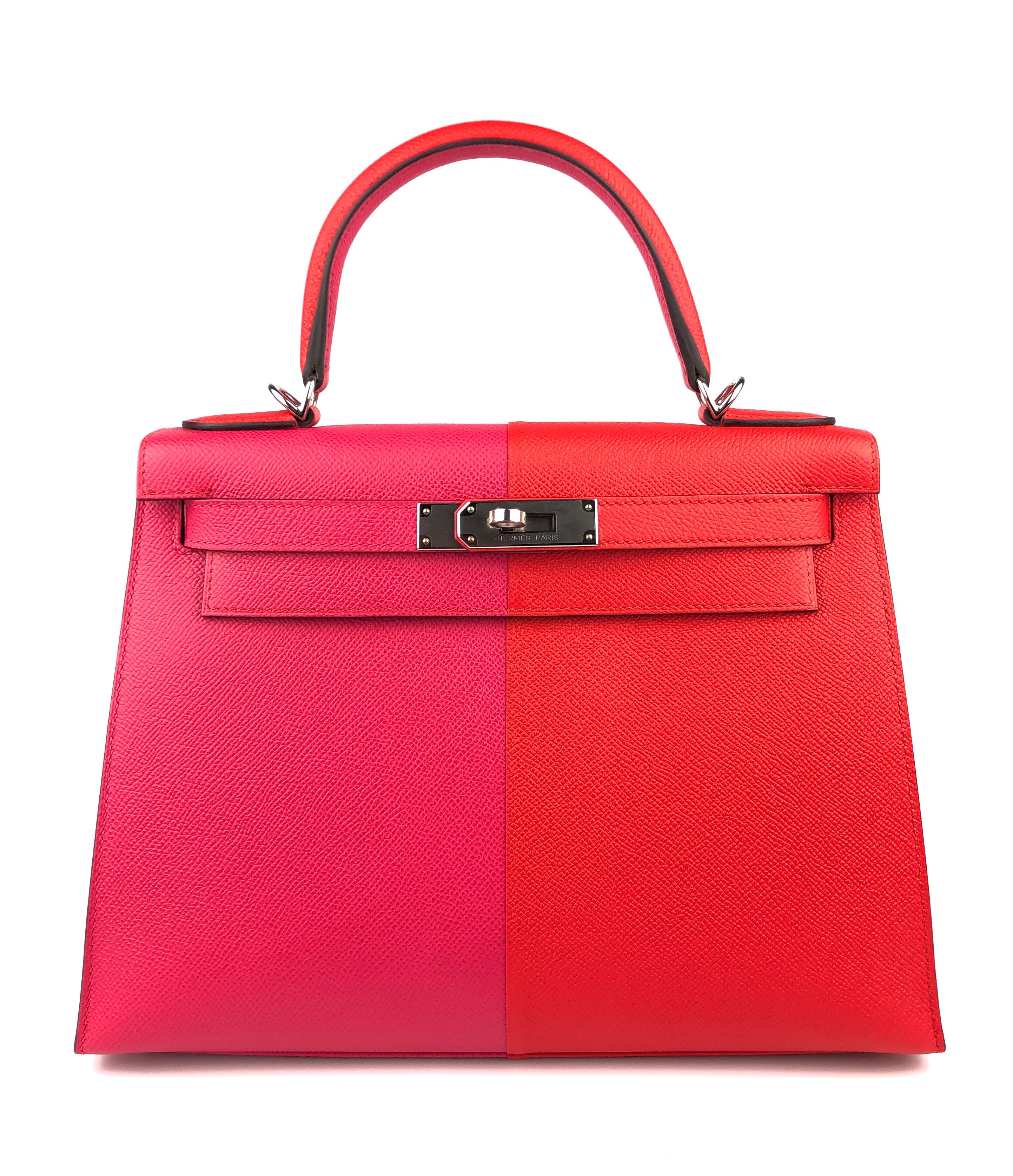Rare New Y Stamp Hermes Kelly 28 Limited Edition Sellier Rose Extreme Rouge de Coeur Blue Zanzibar. Includes all accessories and Box.

Shop with Confidence from Lux Addicts. Authenticity Guaranteed! 
