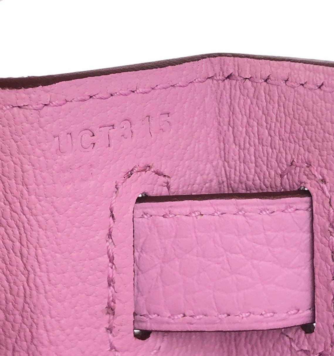 Hermes Kelly 28 Mauve Sylvester Pink Leather Palladium Hardware NEW For Sale 4