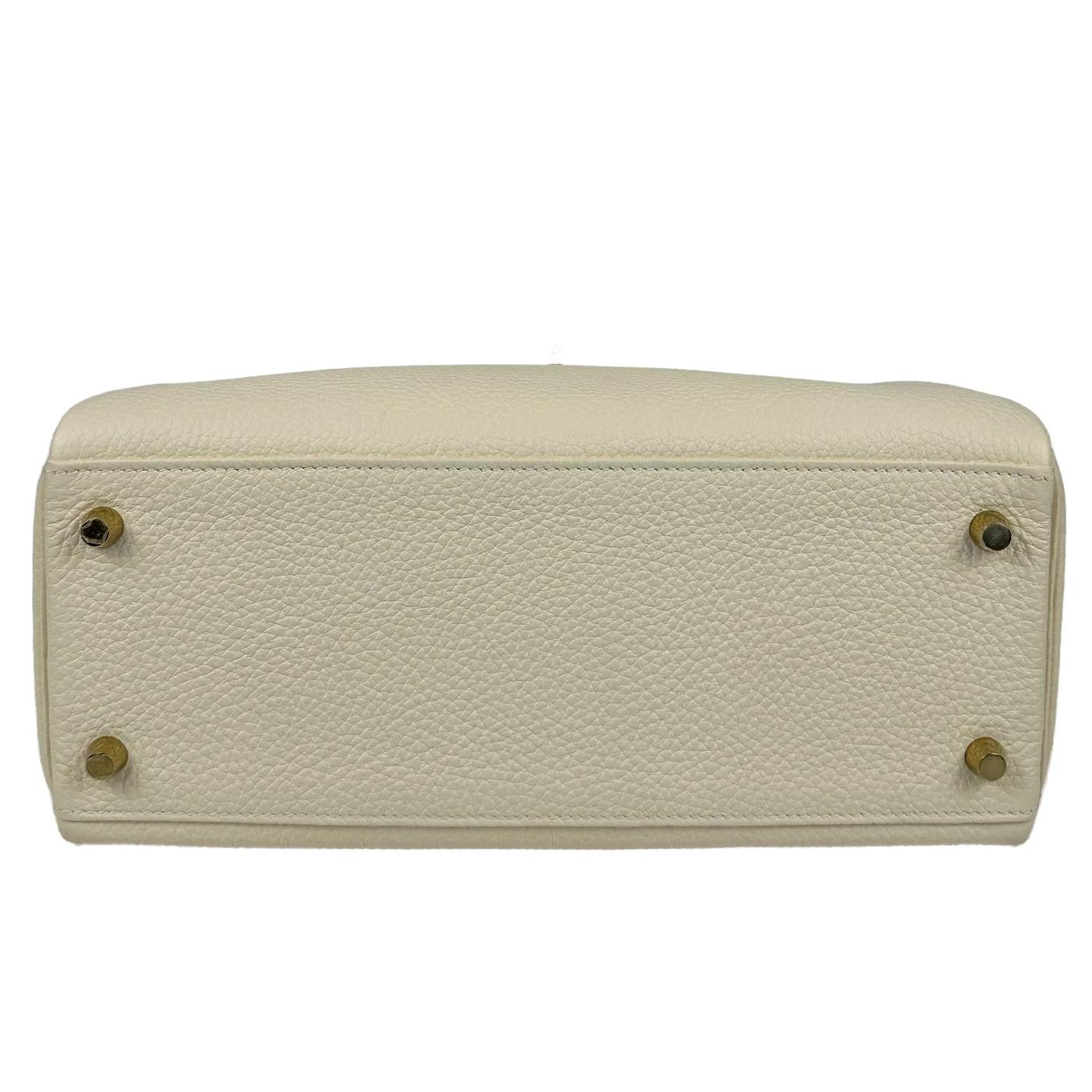Women's Hermes Kelly 28 Nata Togo Leather Retourne Gold Hardware Bag For Sale