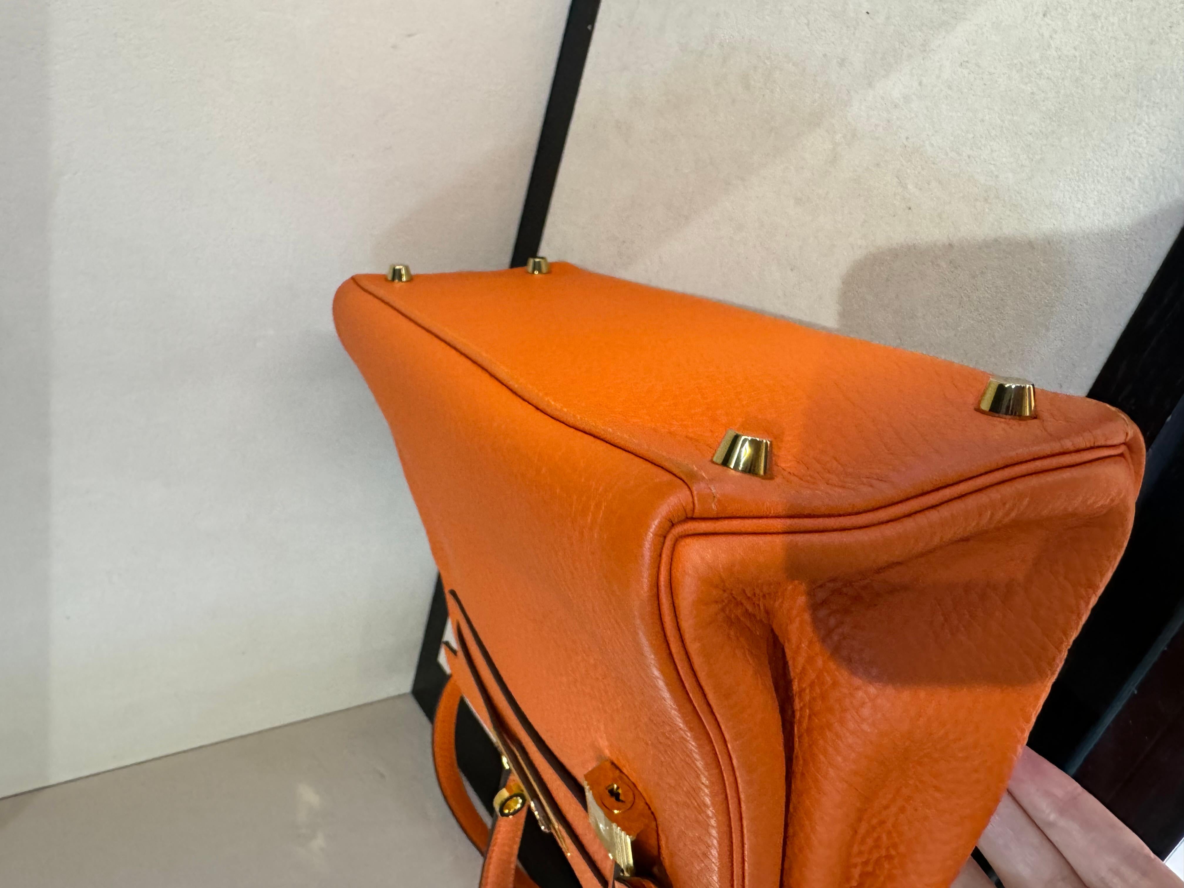 Hermes Kelly 28 Orange Gold Hardware bag For Sale 2