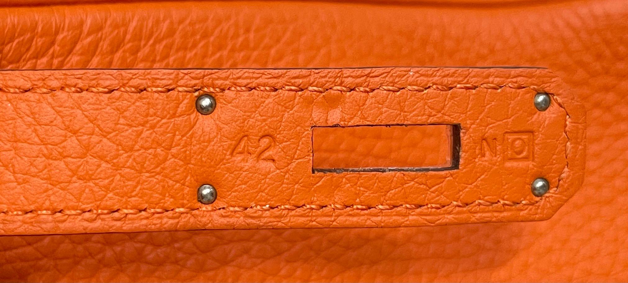 Hermes Kelly 28 Orange Togo Leather Palladium Hardware  1