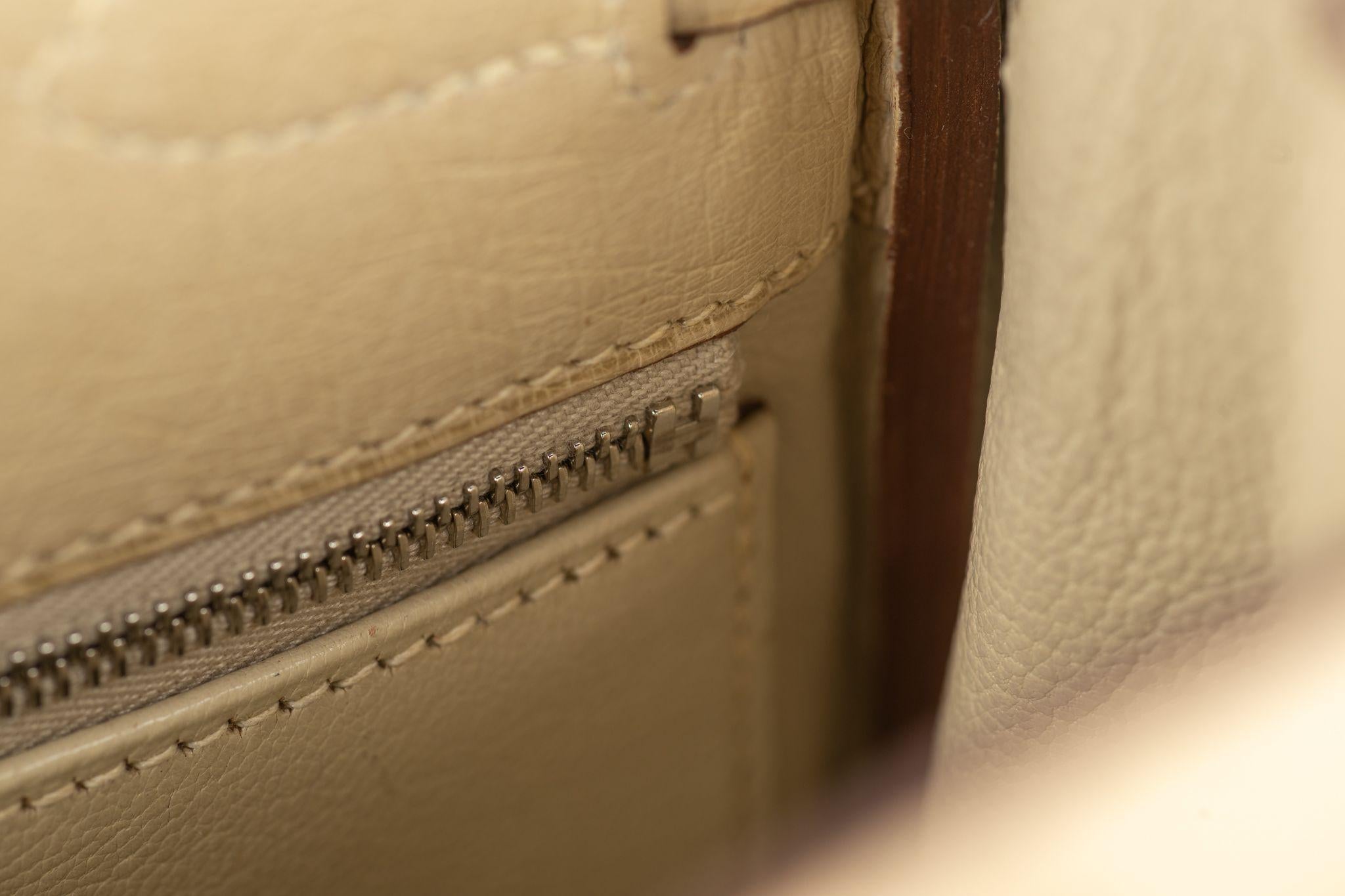 Hermès Kelly 28 Ostrich Parchemin Palladium Hardware For Sale 7