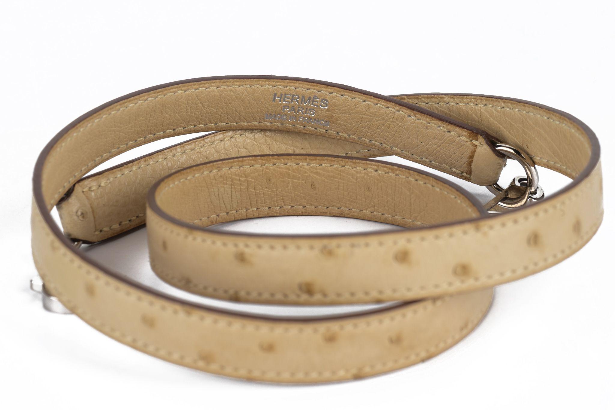 Hermès Kelly 28 Ostrich Parchemin Palladium Hardware For Sale 10
