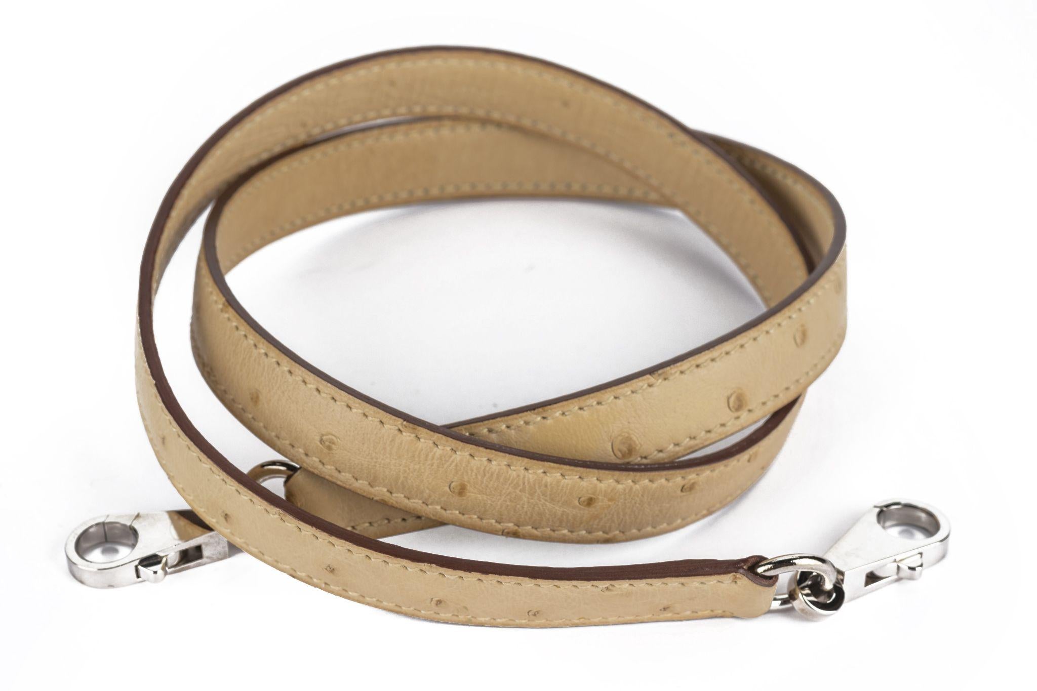 Hermès Kelly 28 Ostrich Parchemin Palladium Hardware For Sale 11
