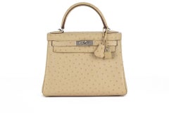 Hermès Kelly 28 Ostrich Parchemin Palladium Hardware
