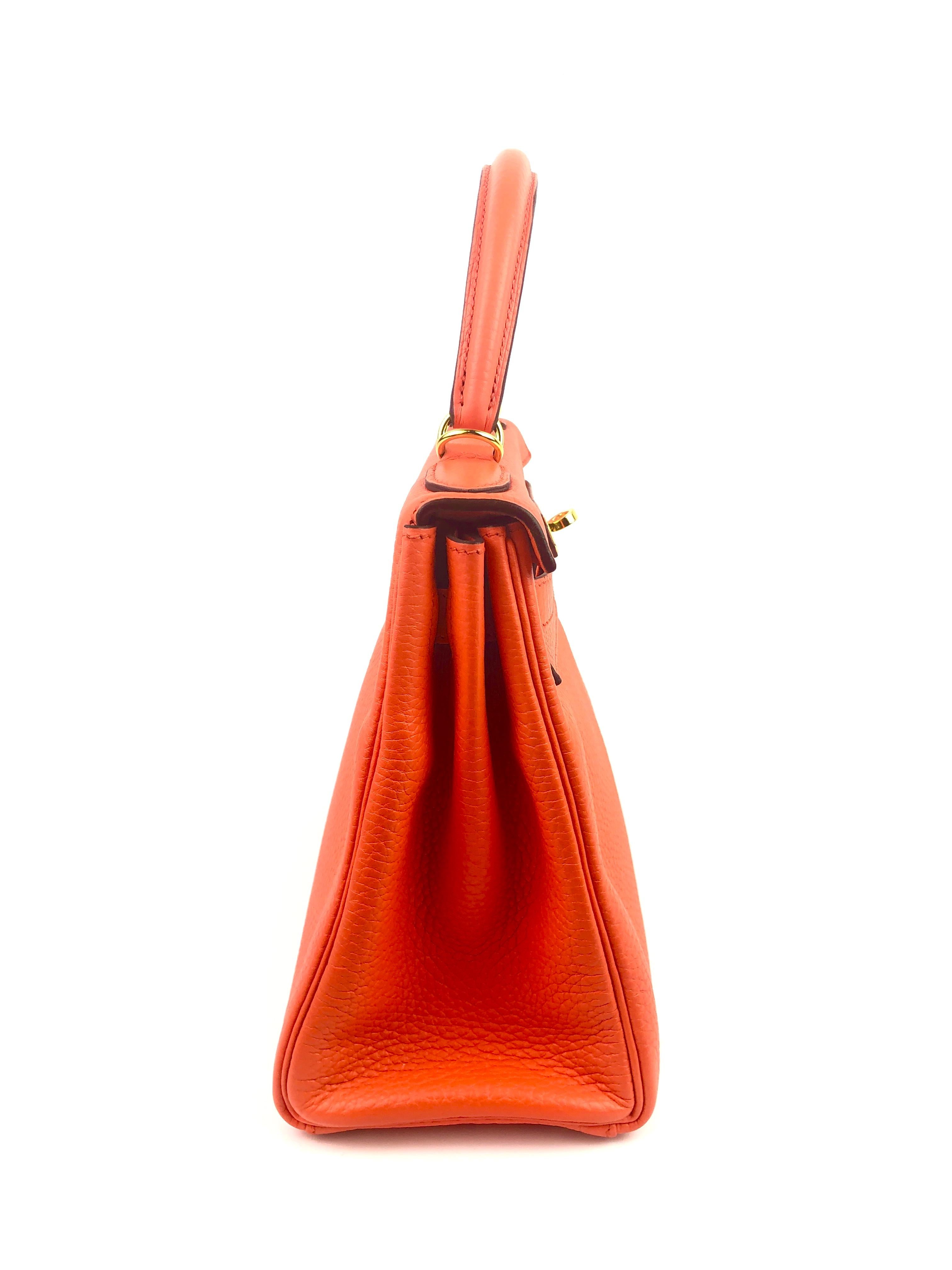 Hermes kelly 28 Poppy Orange Gold Hardware 1