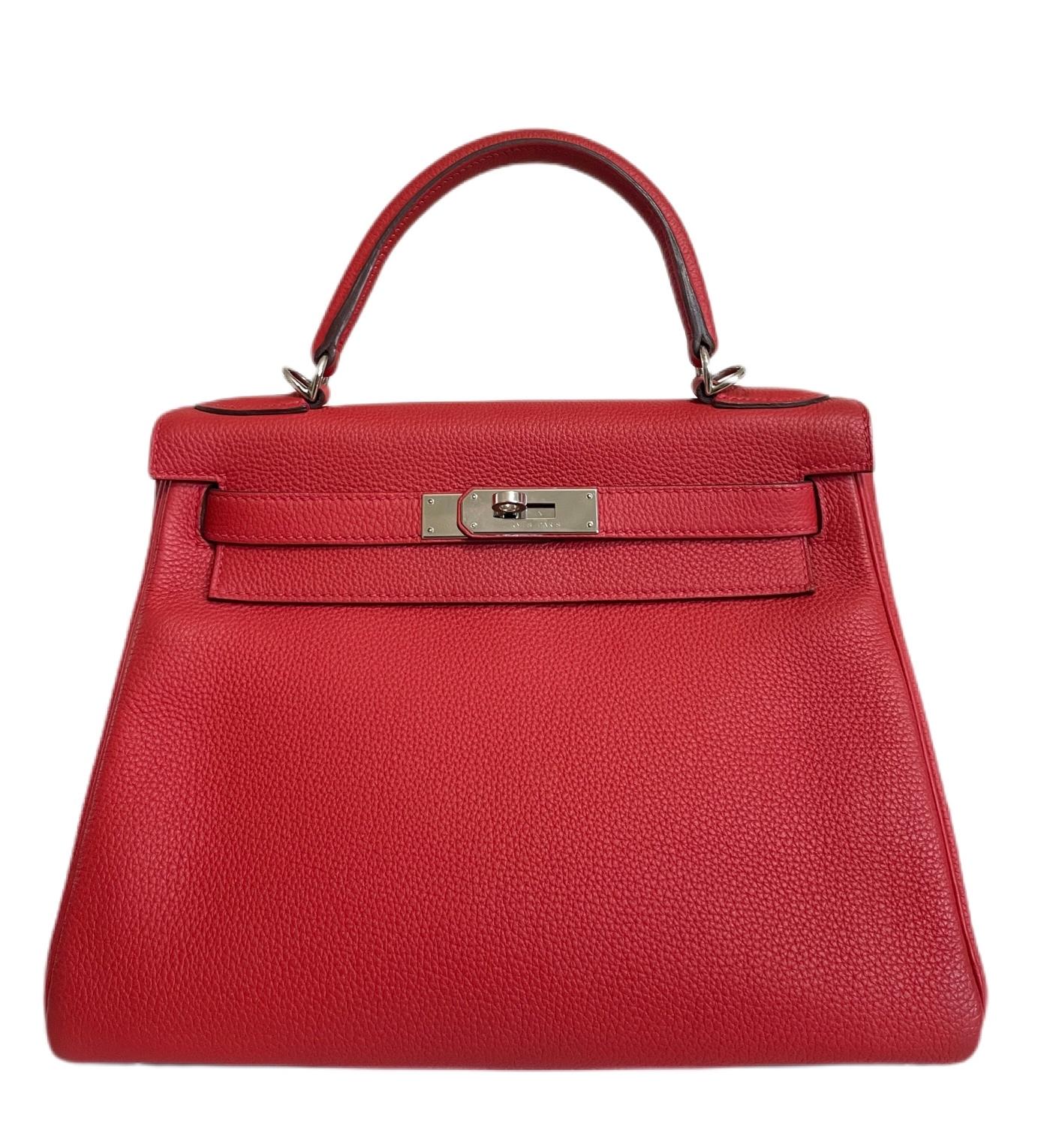 Hermes Kelly 28 Red Togo Palladium Hardware Palladium Hardware. X stamp 2016. Excellent Condition, hairlines on hardware, Excellent corners and structure. 

Shop with confidence from Lux Addicts. Authenticity guaranteed!