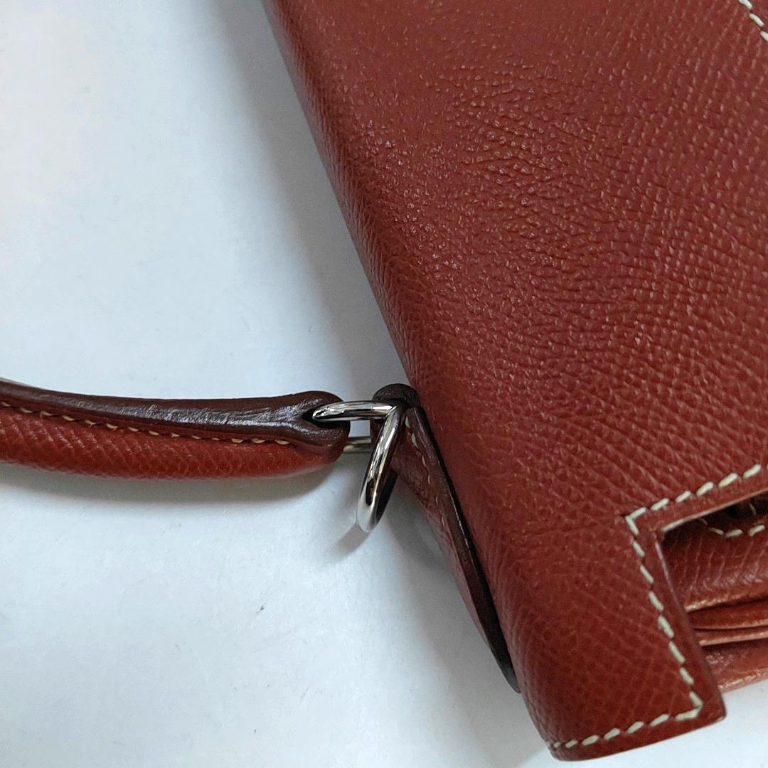 Hermes Kelly 28 Retourne 9T Epsom Leather White Stitching Palladium Har 6