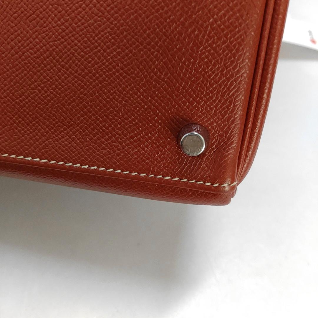 Hermes Kelly 28 Retourne 9T Epsom Leather White Stitching Palladium Har 9