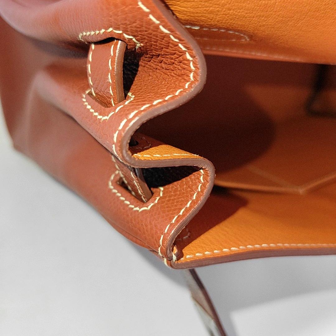 Hermes Kelly 28 Retourne 9T Epsom Leather White Stitching Palladium Har 10