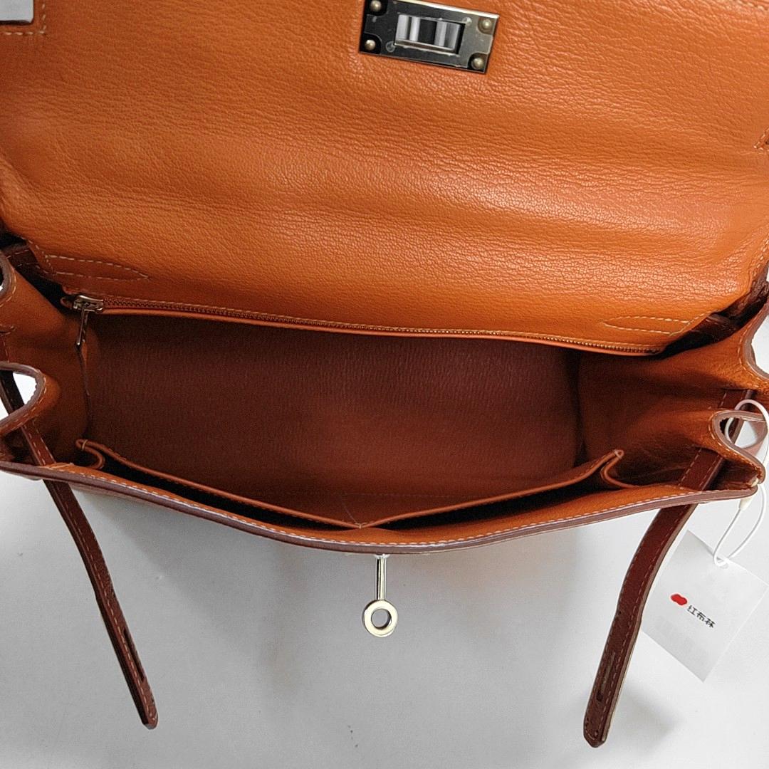 Hermes Kelly 28 Retourne 9T Epsom Leather White Stitching Palladium Har 1