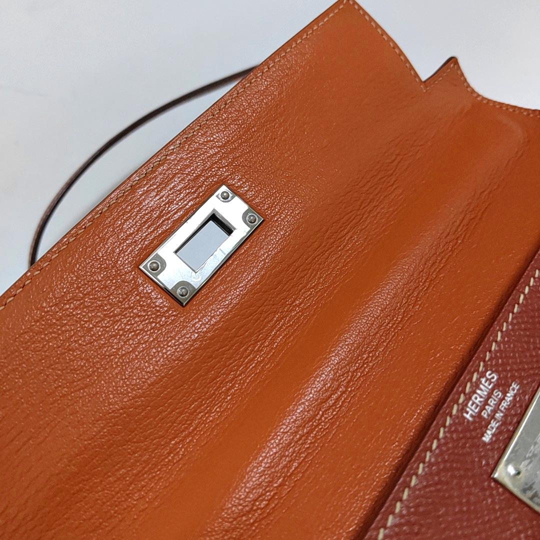 Hermes Kelly 28 Retourne 9T Epsom Leather White Stitching Palladium Har 4