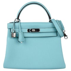 Brand new Hermes Kelly 28 Blue Hydra and Blue sapphire BGHW Sold – Ruelamode