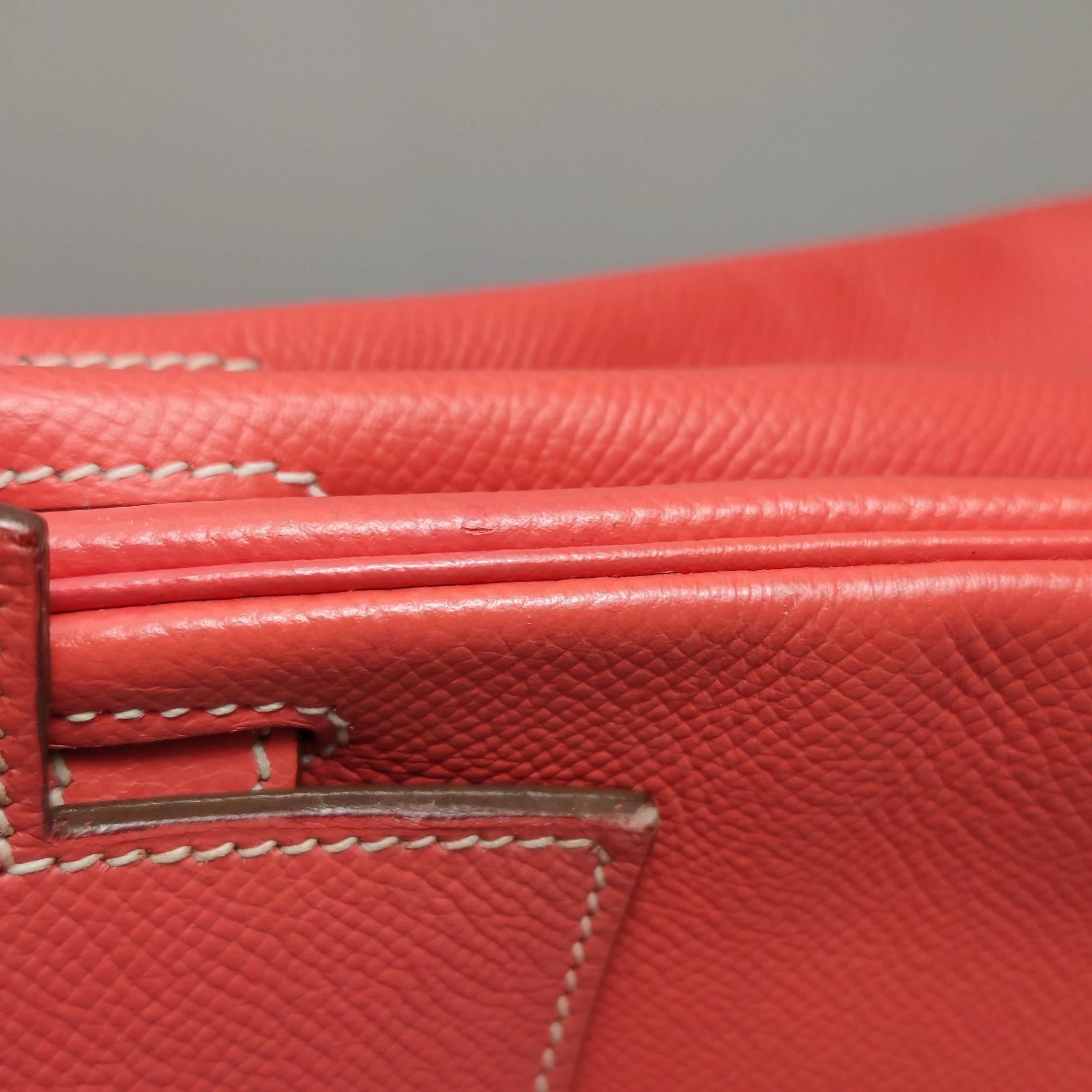 Hermes Kelly 28 Retourne Calfskin Leather Rose Exterior Brown Interior Gold Hard 9