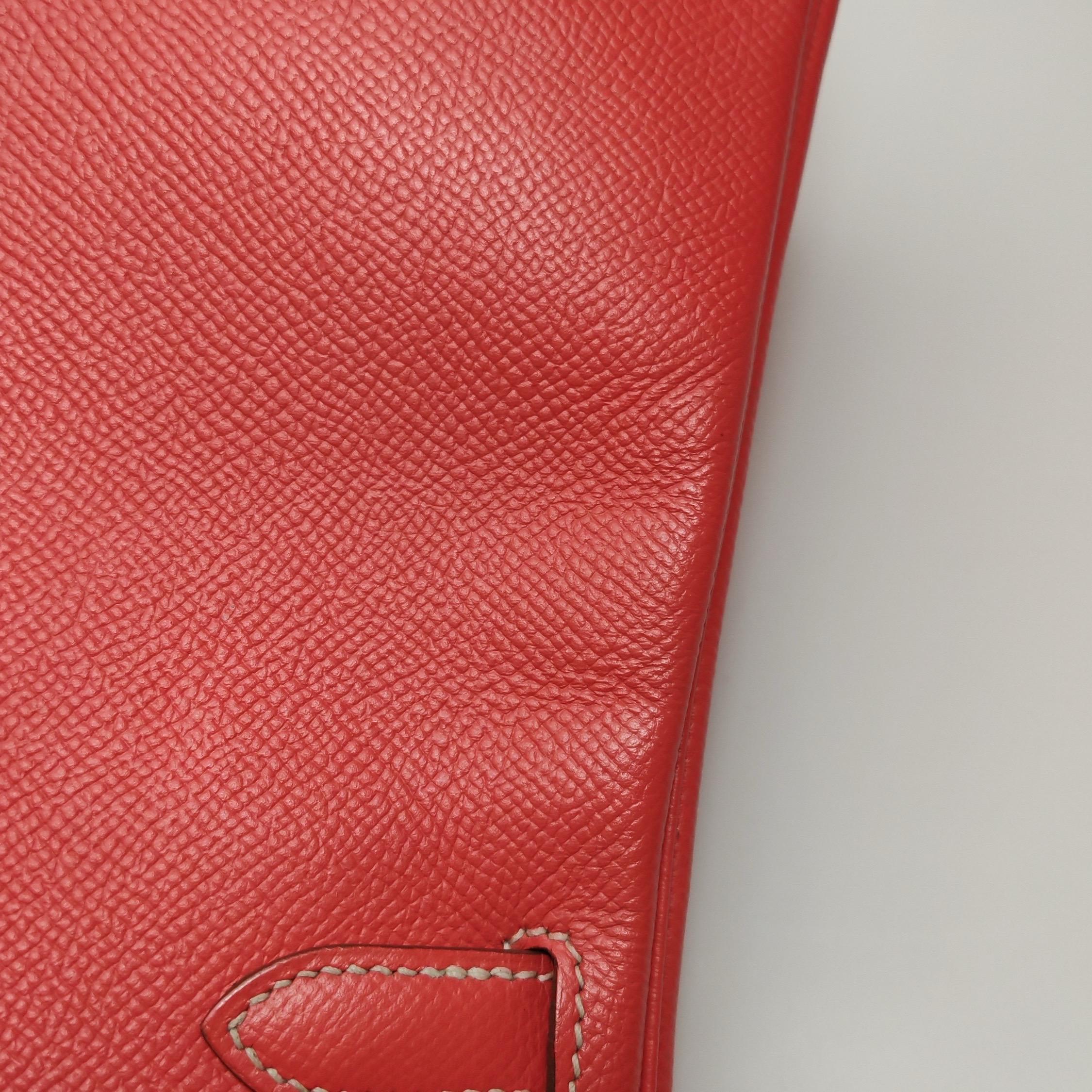Hermes Kelly 28 Retourne Calfskin Leather Rose Exterior Brown Interior Gold Hard 12