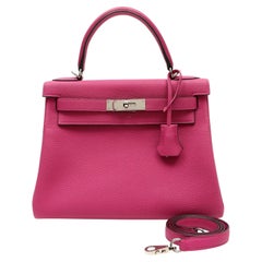 Hermès Kelly 28 Retourne Handbag Rose Togo Leather w PH