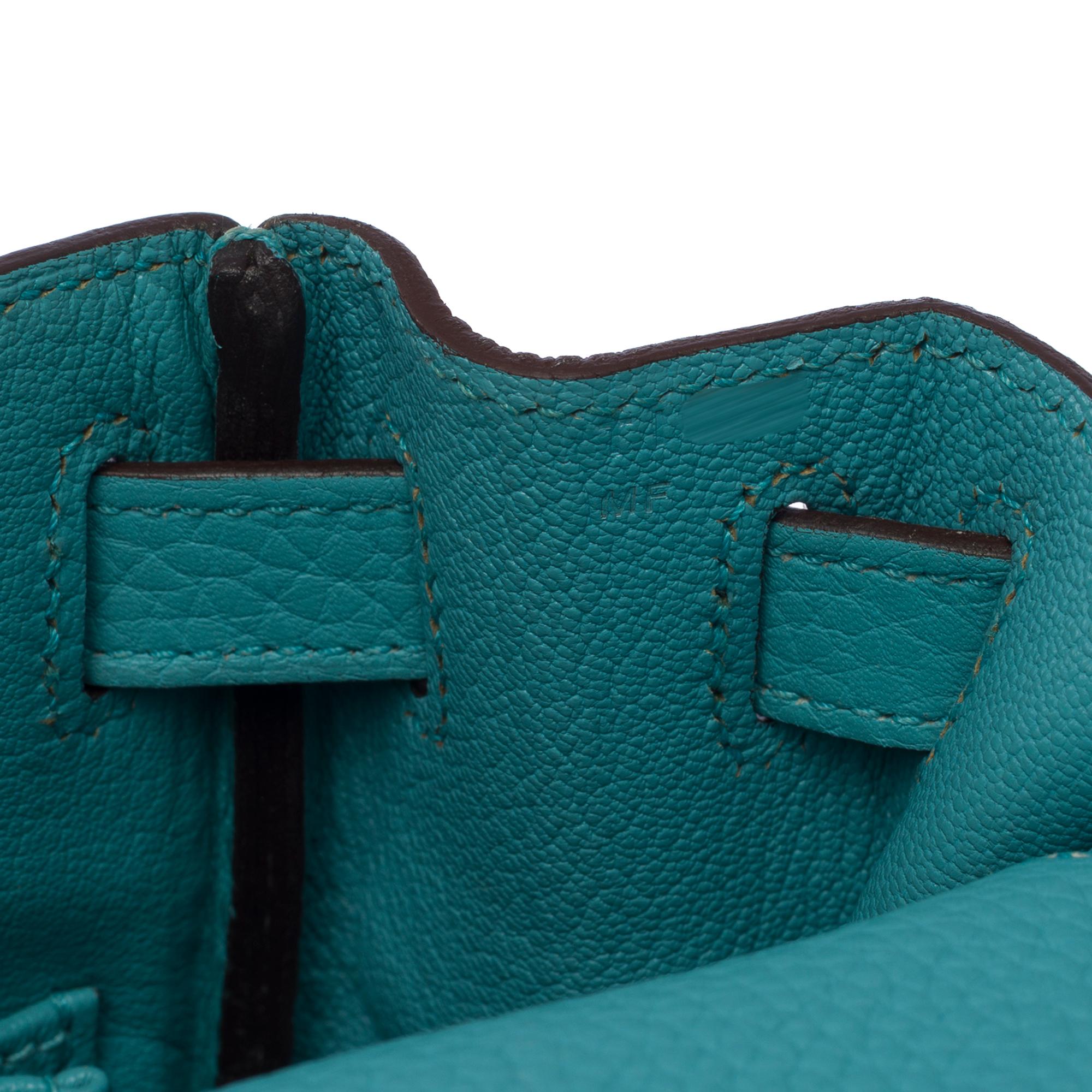 Hermès Kelly 28 retourne handbag strap in Atoll Blue Togo Calf leather, GHW For Sale 3