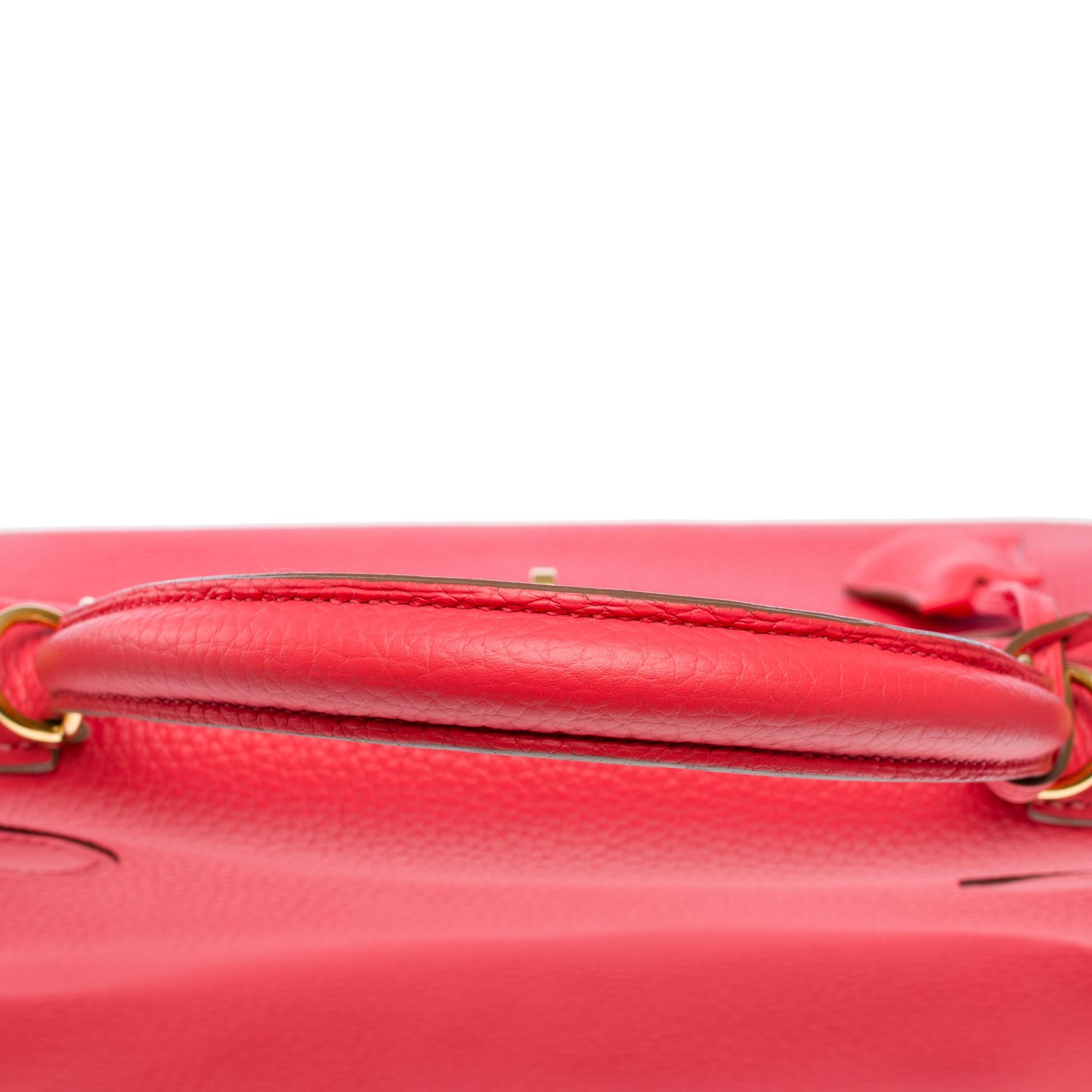 Hermes Kelly 28 retourne handbag strap in Rose Lipstick Togo leather, GHW 6