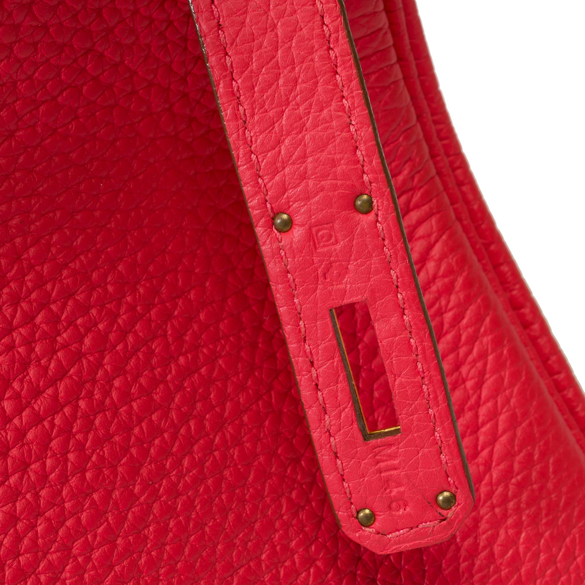 Hermes Kelly 28 retourne handbag strap in Rose Lipstick Togo leather, GHW 4