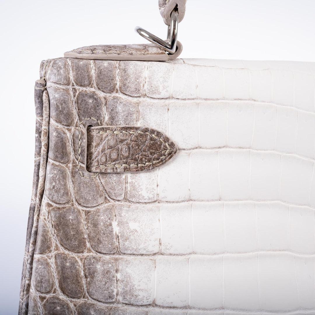 Hermès Kelly 28 Retourne Himalayan Niloticus Crocodile with Palladium Hardware For Sale 6
