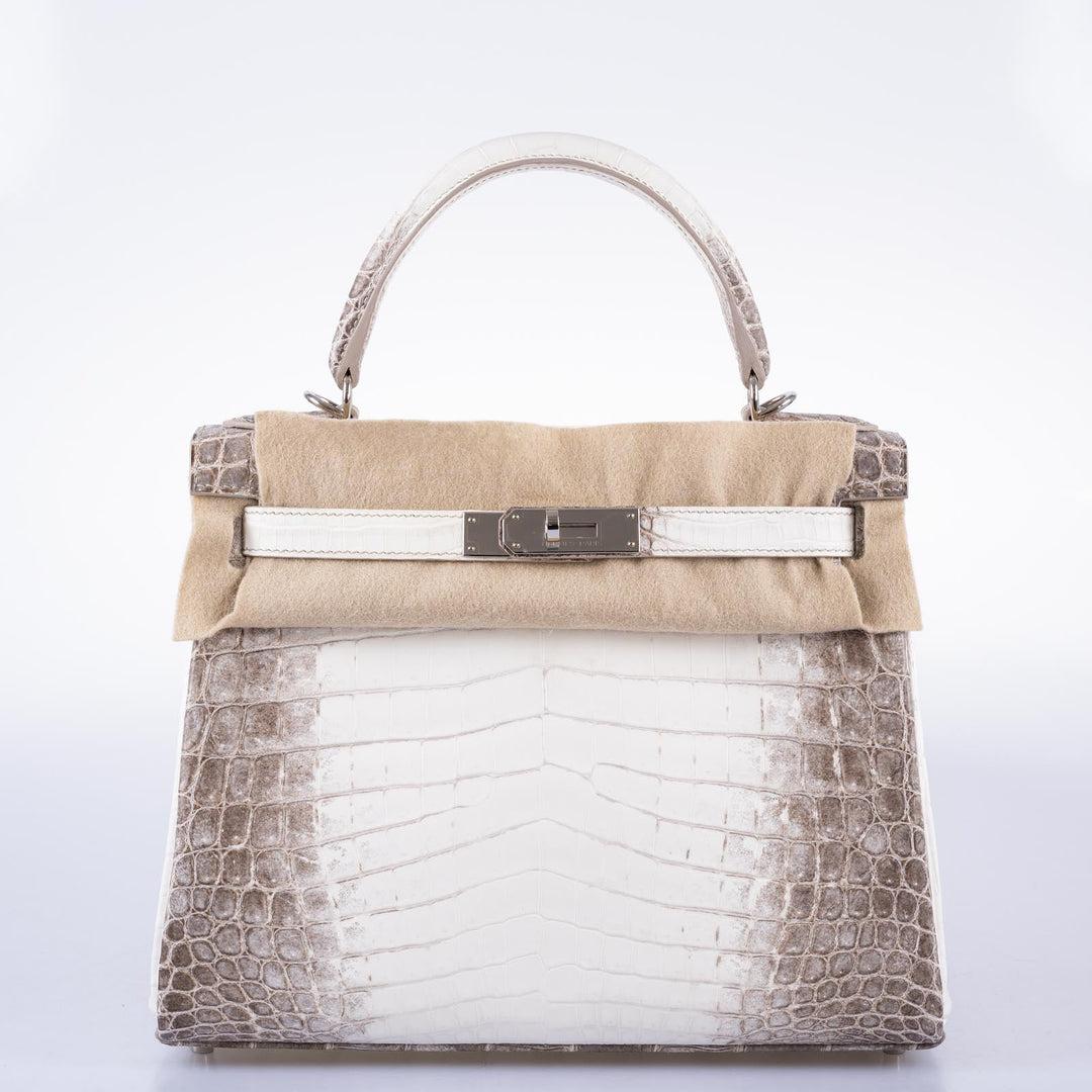Hermès Kelly 28 Retourne Himalayan Niloticus Crocodile with Palladium Hardware In New Condition For Sale In NYC Tri-State/Miami, NY