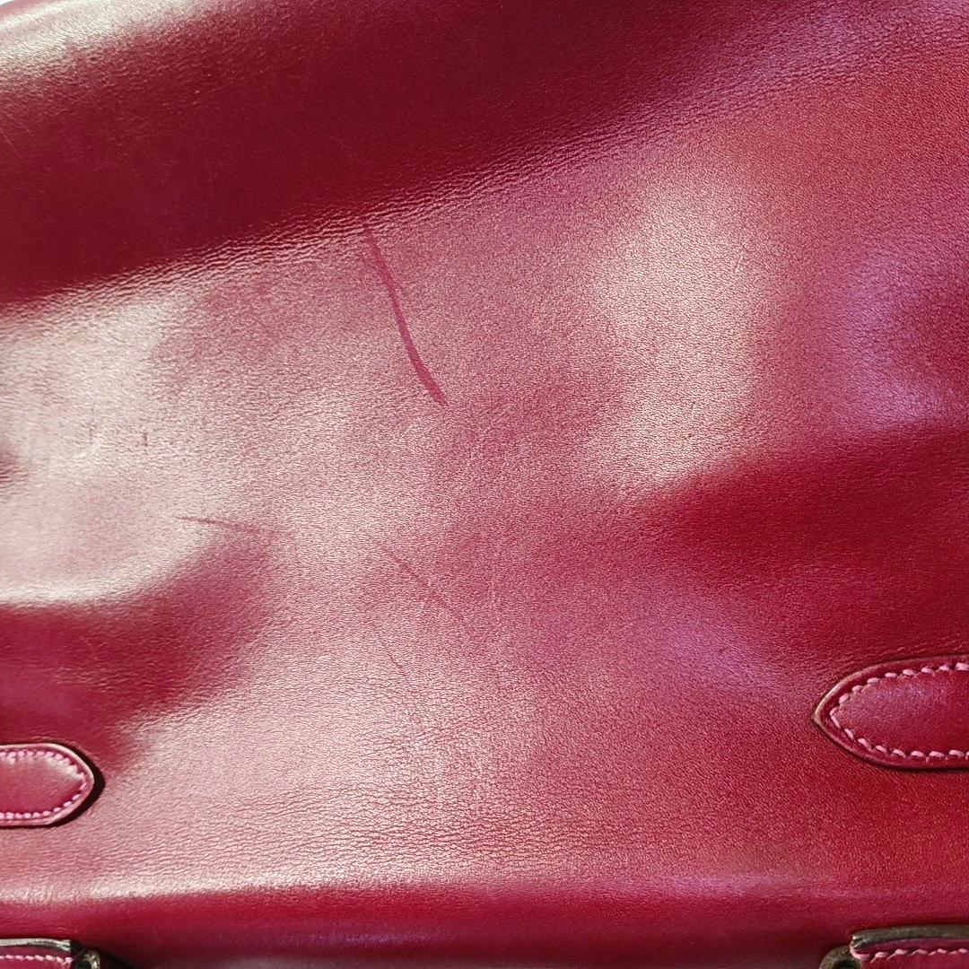 Hermes Kelly 28 Retourne Rouge Grenat/Vermillon Red Box Leather Gold Hardware 20 For Sale 11