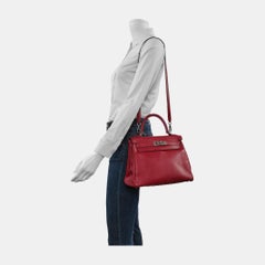 Hermes Kelly 28 Retourne Rouge Grenat/Vermillon Red Box Leather Gold Hardware 20