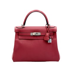 Hermes Kelly 28 Retourne Rubis Evergrain with Palladium Hardware