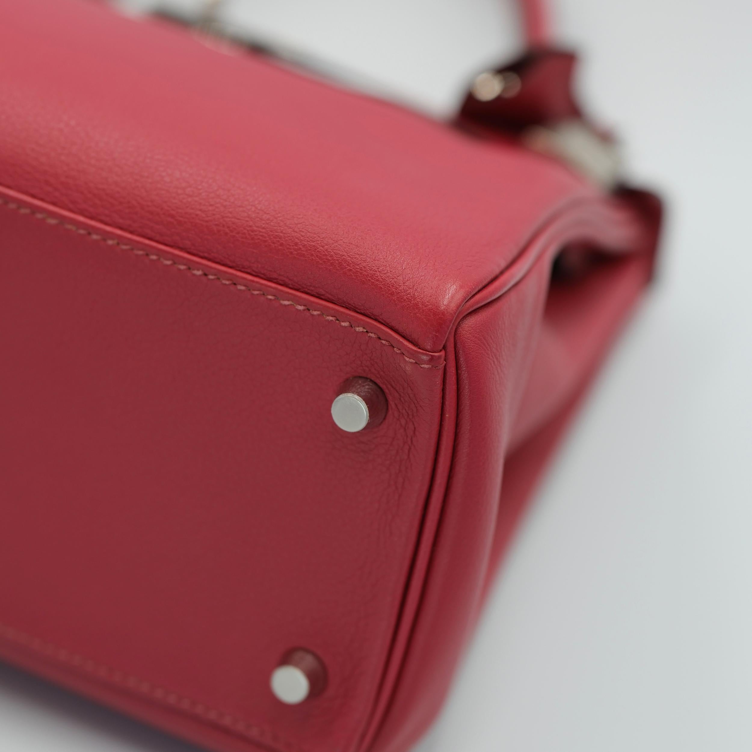 Hermes Kelly 28 Retourne Rubis Evergrain avec quincaillerie Palladium en vente 2