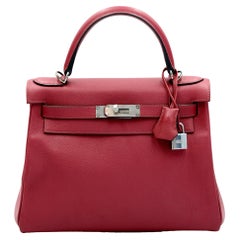 Hermes Kelly 28 Retourne Rubis Evergrain with Palladium Hardware