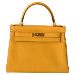 Hermès Kelly 28 Retourne Togo Jaune Ambre GHW