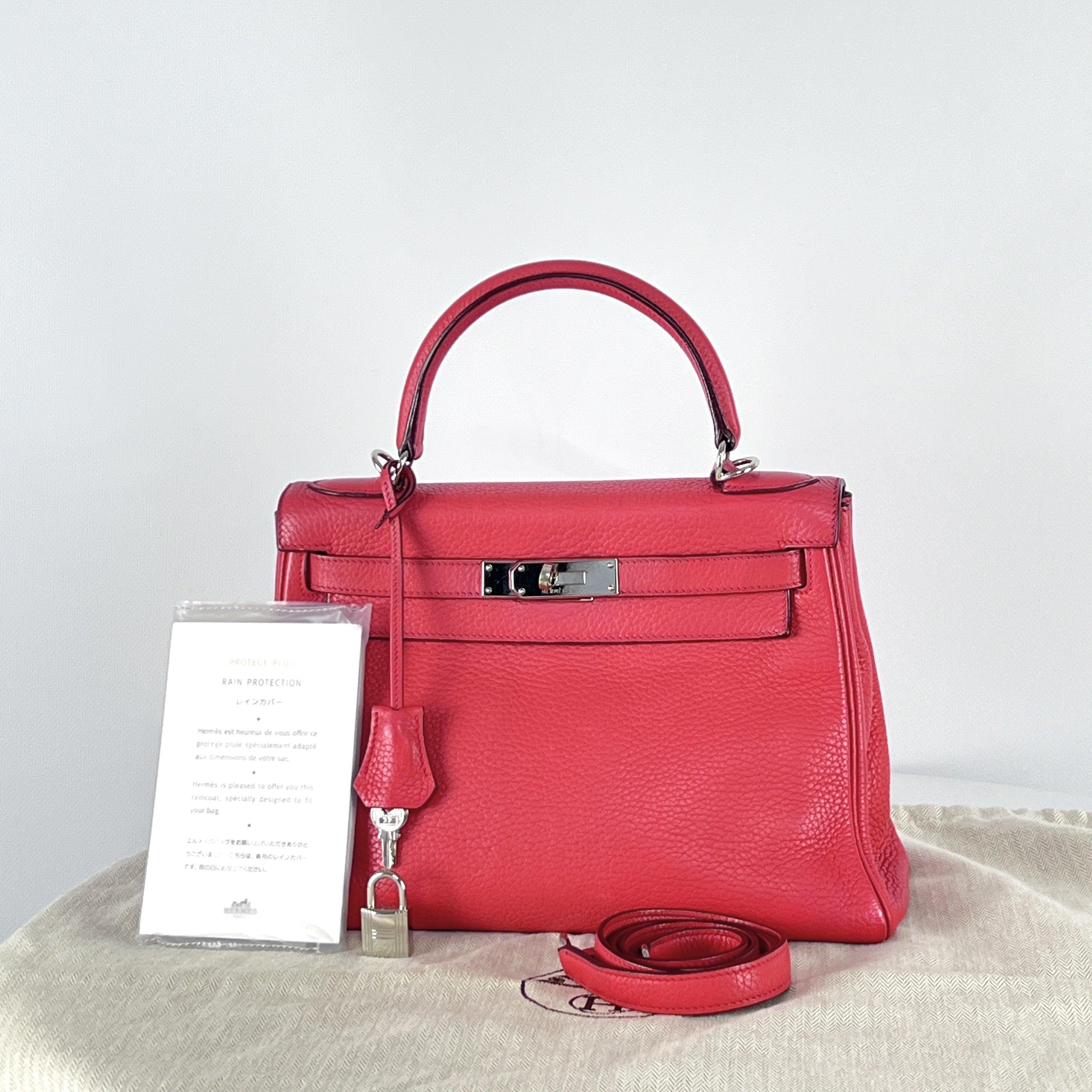 Marron Hermès Kelly 28 Retourné Togo Leather Pink Palladium Hardware 2010 en vente