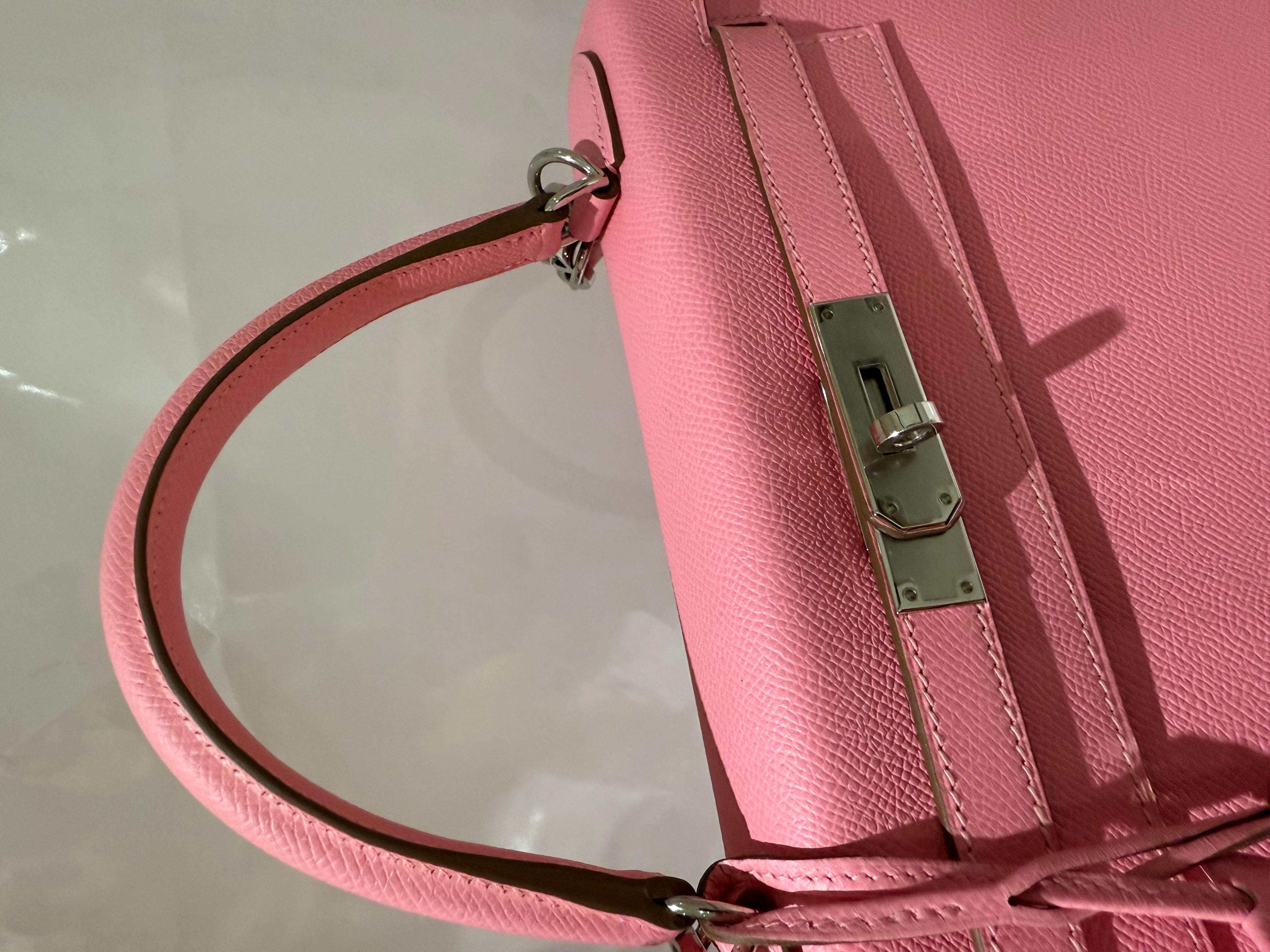 Hermes Kelly 28 Rose Confetti epsom phw bag For Sale 1