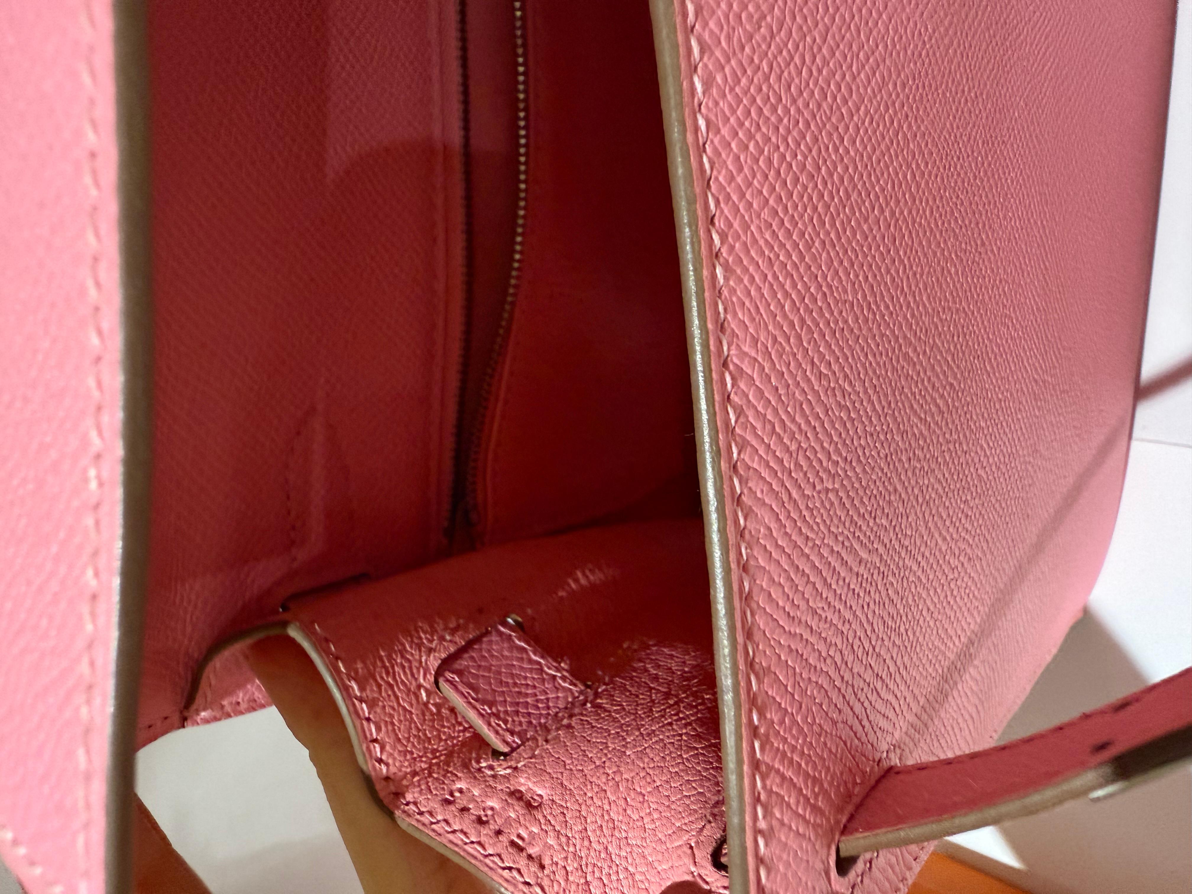 Hermes Kelly 28 Rose Confetti epsom phw bag For Sale 4