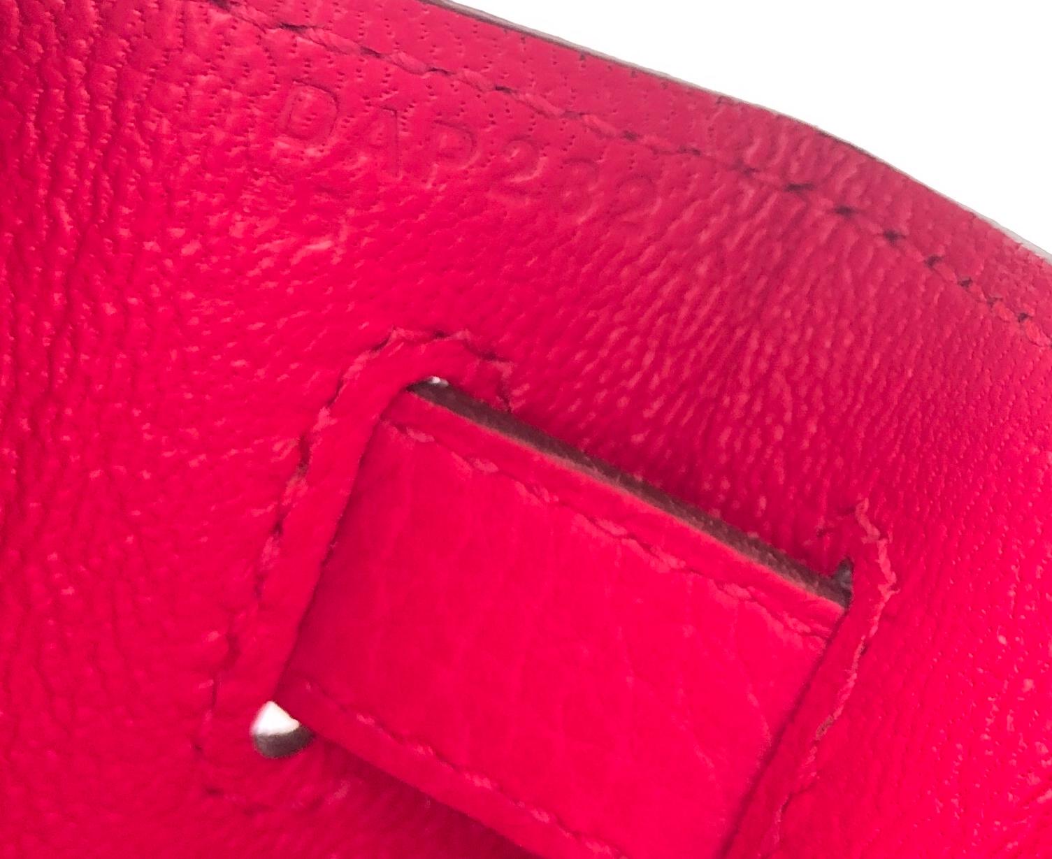 Red Hermes Kelly 28 Rose Extreme Pink Leather Gold Hardware 
