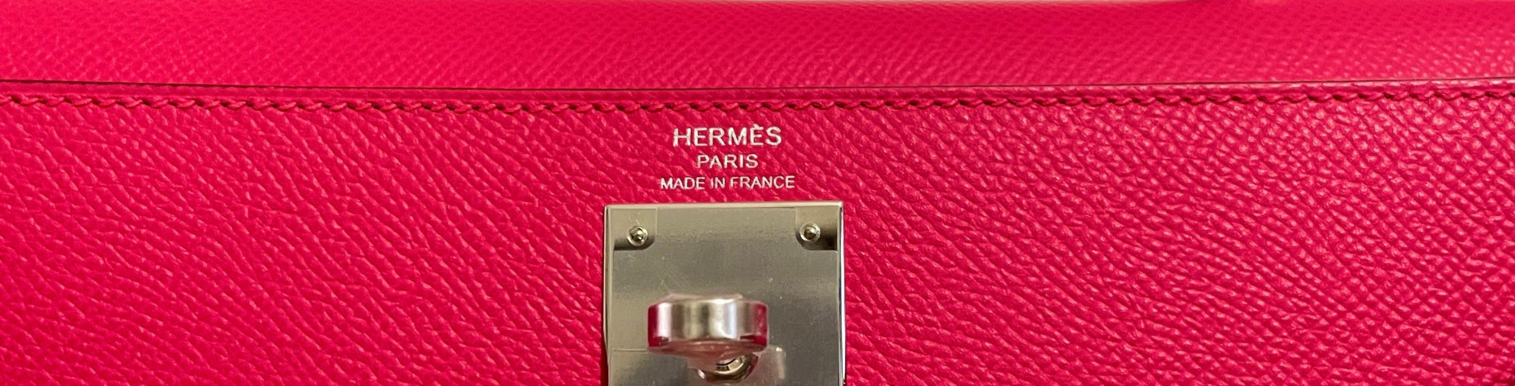 Hermes Kelly 28 Rose Extreme Rosa Sellier Epsom Palladium Hardware NEU 1