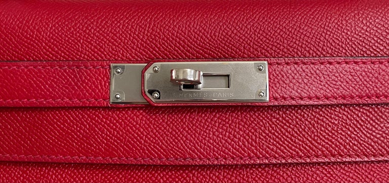 Hermes Kelly 28 Sellier Rouge Casaque Epsom Palladium Hardware #X